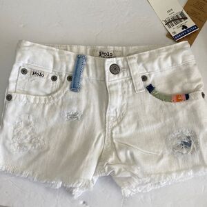Polo children’s white denim 100% cotton zipper snap pockets brand new